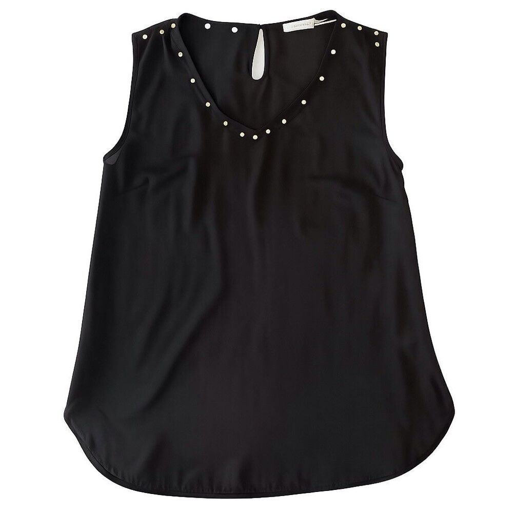 Blu Pepper Top Size Large Black Studded Sleeveless Blouse Chic Boho Whimsigoth - Picture 2 of 7